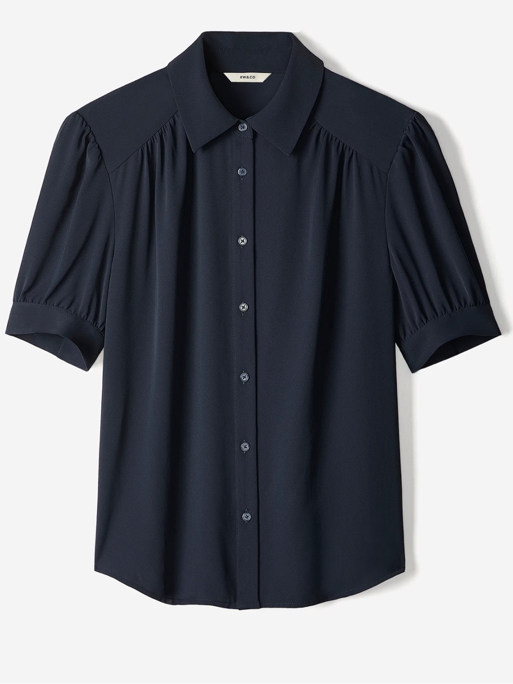 NWT RW&Co Silky Crepe Short-Sleeve Buttoned-Down Blouse